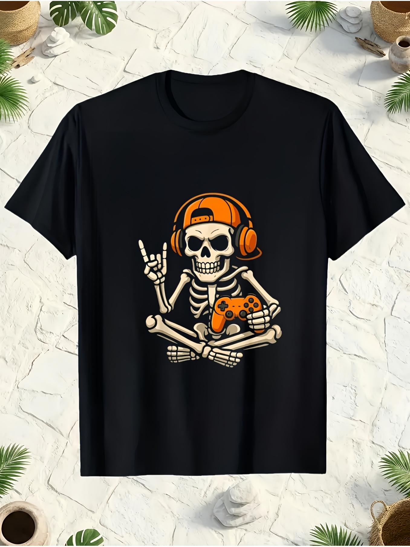 Retro Gaming Icons - Men's Video Game Skull Print T-Shirt