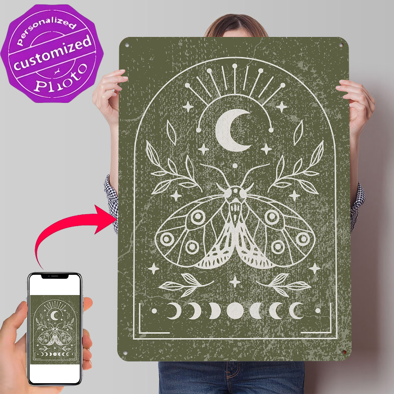 Retro Gaming At Home - Moth and Moon Poster Customized Vintage