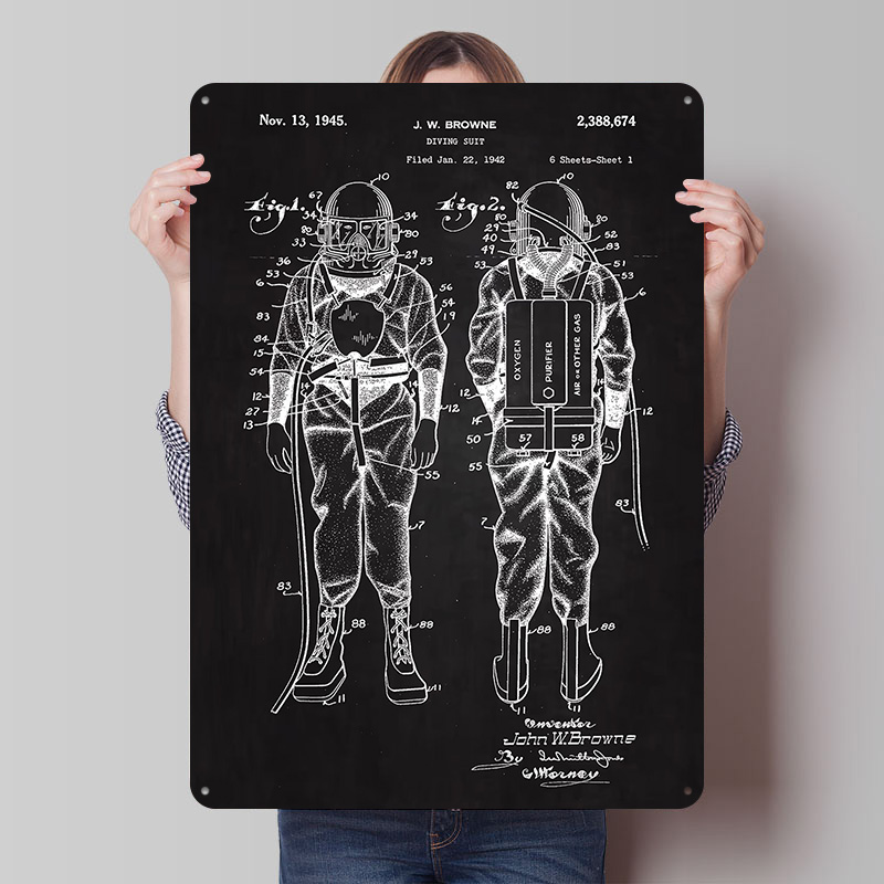Retro Gaming At Home - 1945 Diving Suit Patent Metal Poster
