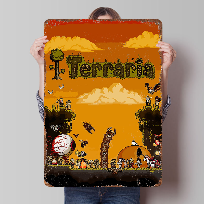 Retro Gaming At Home - Terraria Pixel Art Game Printed Poster