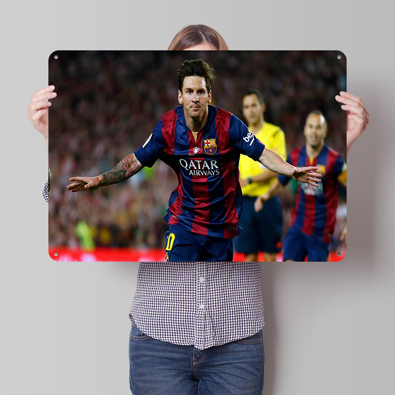 Retro Gaming At Home - Lionel Messi Football Printed Poster Customized
