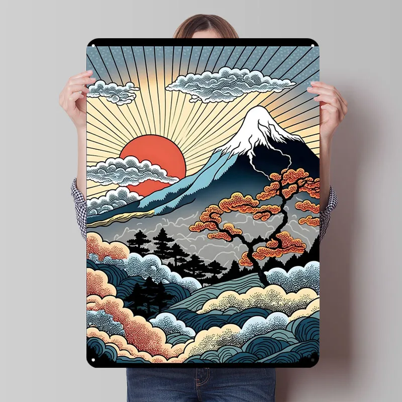 Retro Gaming At Home - Fuji Sunrise Retro Art Sign Printing