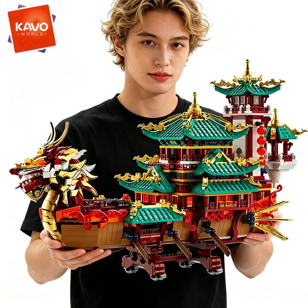 KAVOWORLD 2453pcs Dragon Boat  - Retro Gaming Cabinet review and price