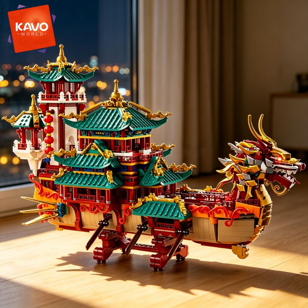 KAVOWORLD 2453pcs Dragon Boat  - Retro Gaming Cabinet review and price