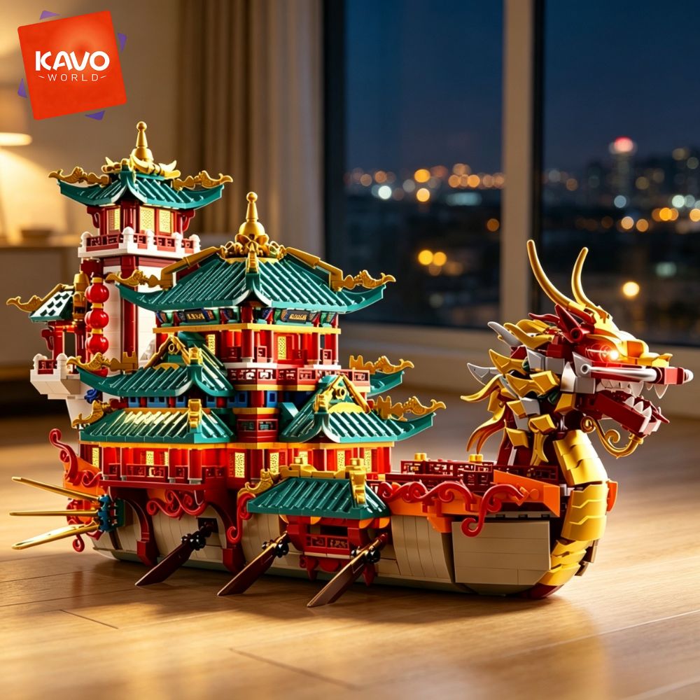 KAVOWORLD 2453pcs Dragon Boat  - Retro Gaming Cabinet review and price