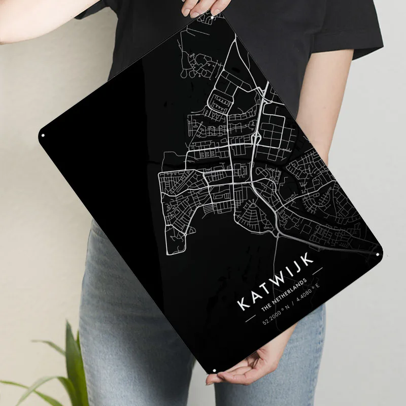 Katwijk City Map Dark Poster M - Retro Gaming At Home review and price