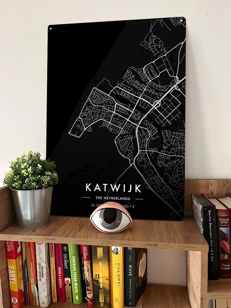 Katwijk City Map Dark Poster M - Retro Gaming At Home review and price